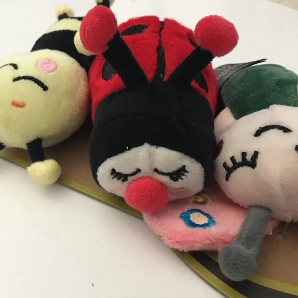 NEW Dog Toys Small Plush 3pk Squeaker & Crinkle Butterfly, Bee, Ladybug | NANDOG